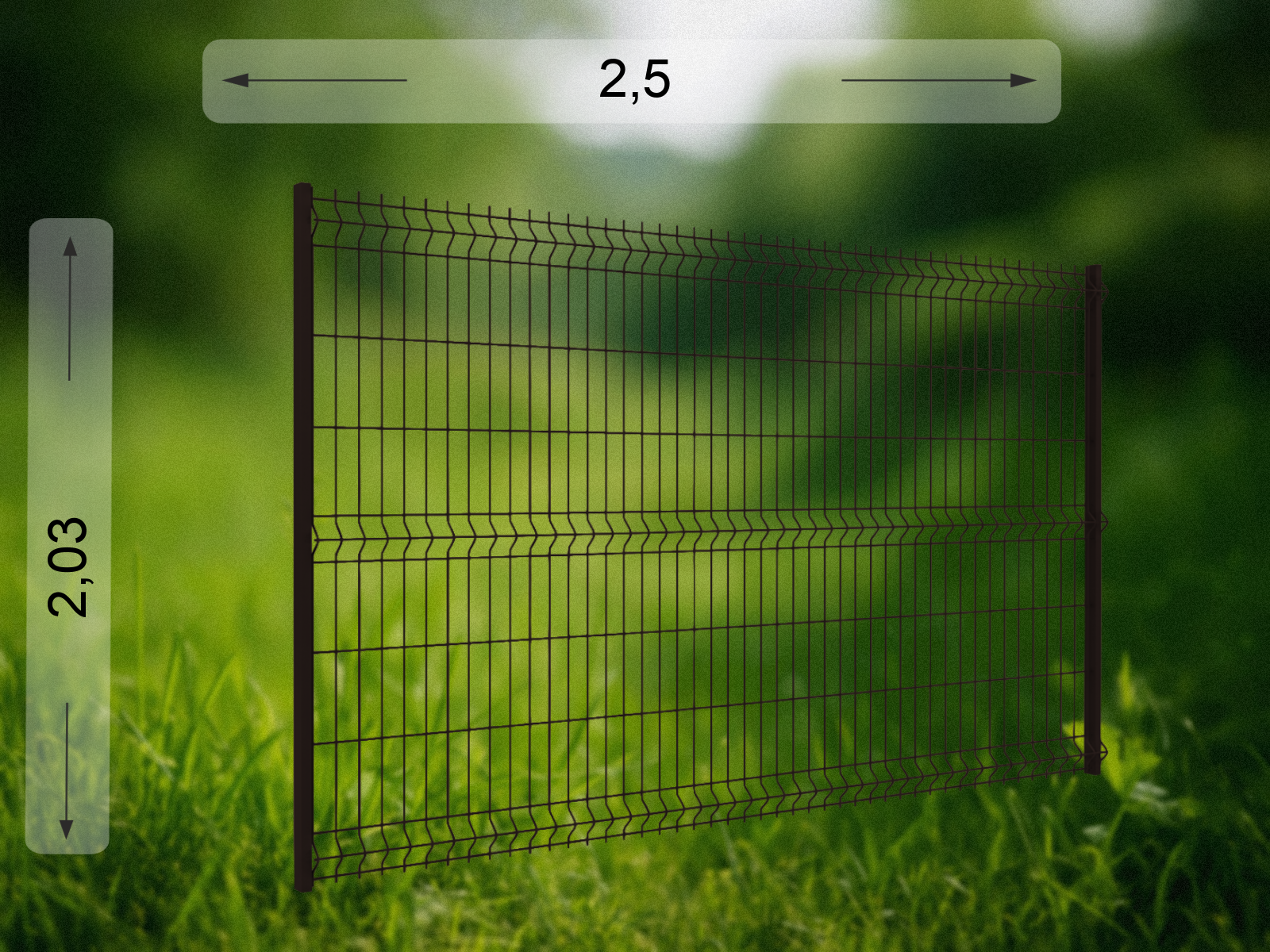 Коричневый 3D забор 2,03×2,5 м